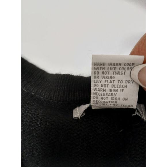 90’s Y2K Vintage Beaded Angora Blend Cardigan Sweater L Black Topper Long Sleeve - Picture 12 of 13